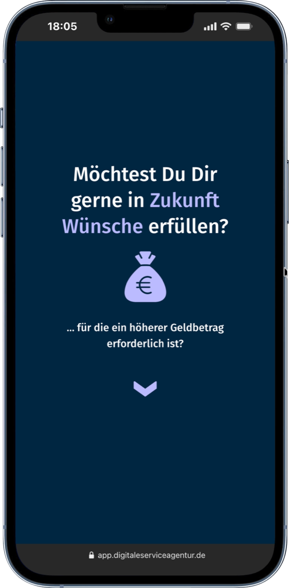 Investment-Onepager auf dem Smartphone